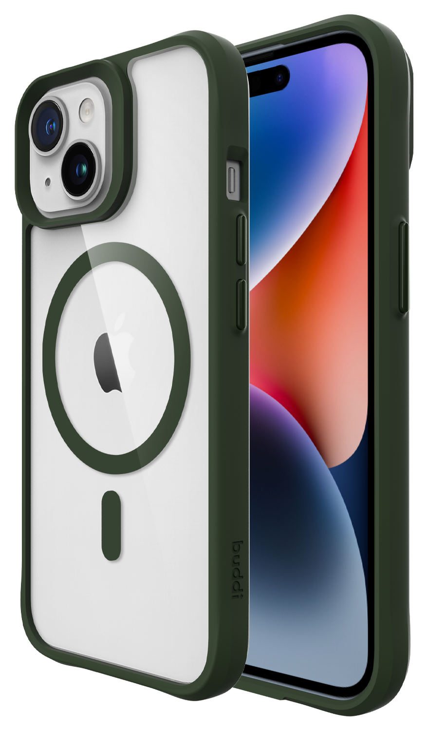 Buddi Hybrid Apple iPhone 15 / 14 / 13 Hoesje MagSafe Transparant Groen afbeelding 1