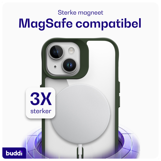Buddi Hybrid Apple iPhone 15 / 14 / 13 Hoesje MagSafe Transparant Groen afbeelding 3