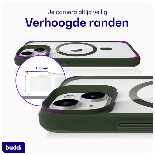 Buddi Hybrid Apple iPhone 15 / 14 / 13 Hoesje MagSafe Transparant Groen afbeelding 5