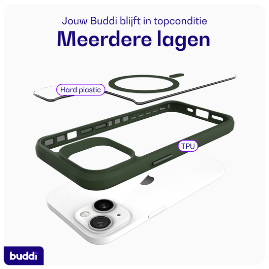 Buddi Hybrid Apple iPhone 15 / 14 / 13 Hoesje MagSafe Transparant Groen afbeelding 7