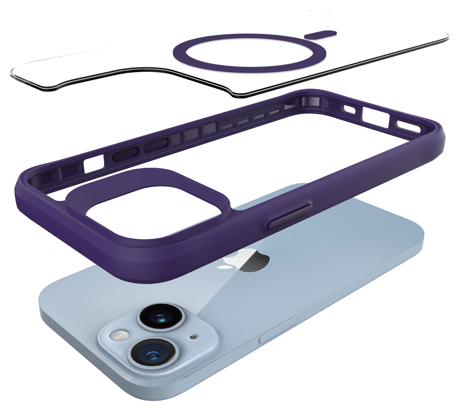 Buddi Hybrid Apple iPhone 15 / 14 / 13 Hoesje MagSafe Transparant Paars afbeelding 10