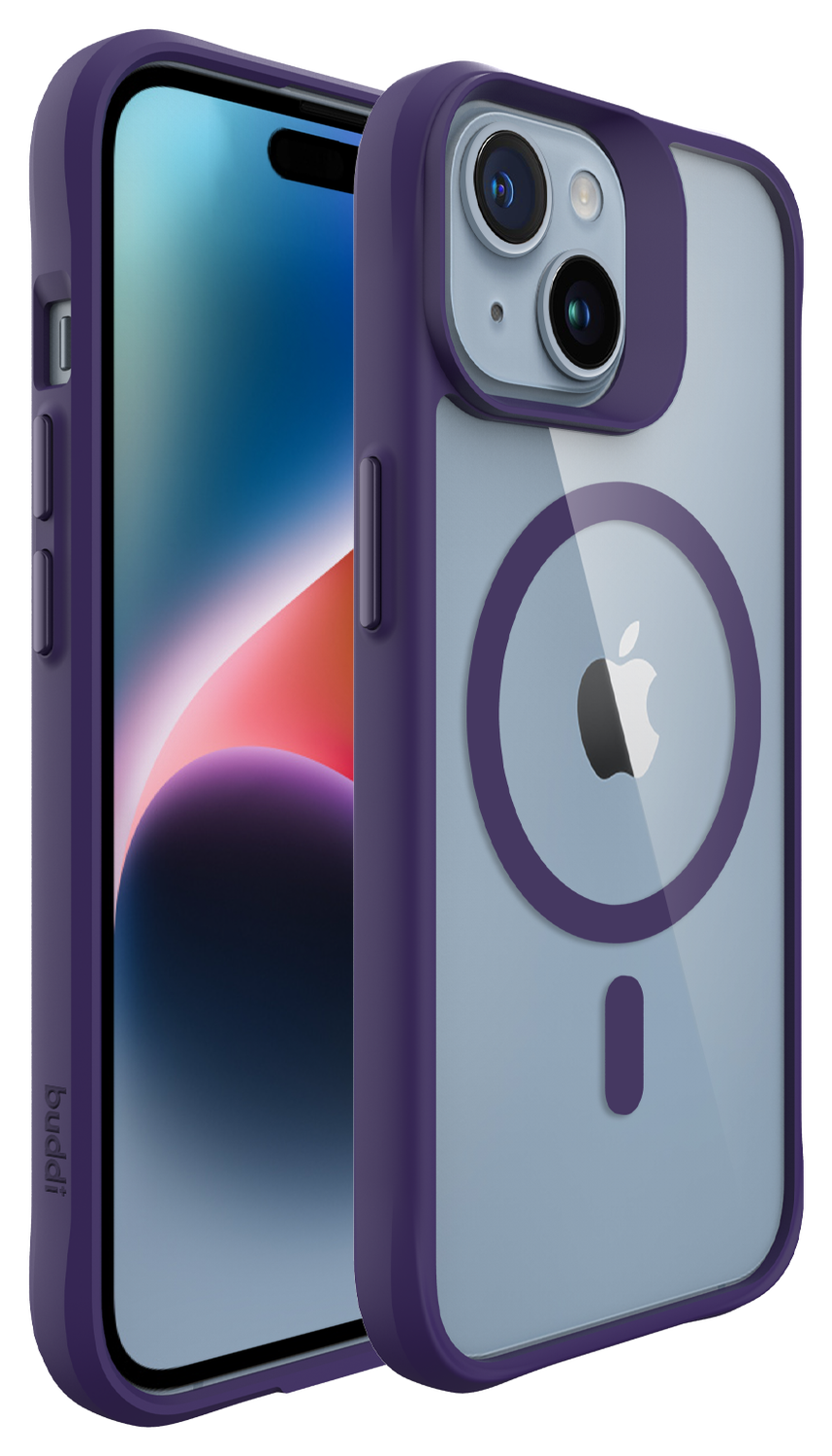 Buddi Hybrid Apple iPhone 15 / 14 / 13 Hoesje MagSafe Transparant Paars afbeelding 8