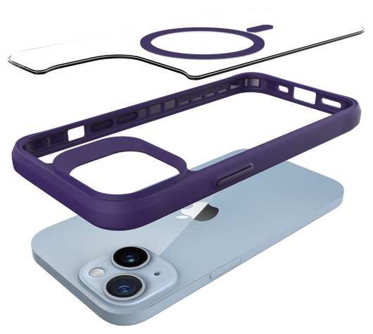 Buddi Hybrid Apple iPhone 15 / 14 / 13 Hoesje MagSafe Transparant Paars afbeelding 10
