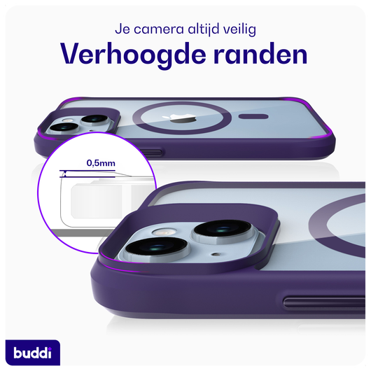 Buddi Hybrid Apple iPhone 15 / 14 / 13 Hoesje MagSafe Transparant Paars afbeelding 5