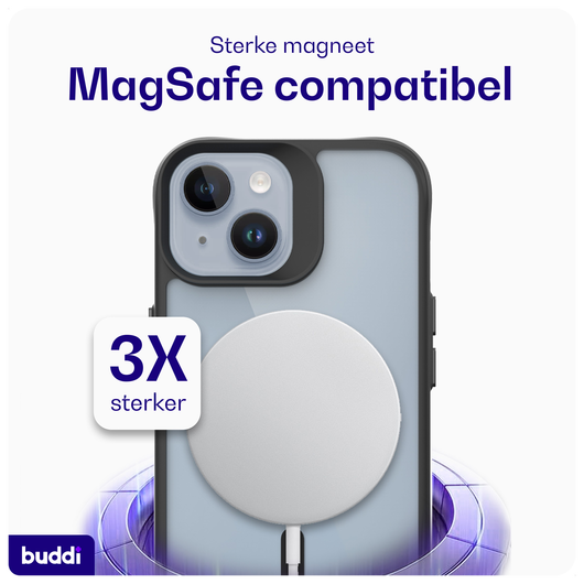 Buddi Hybrid Apple iPhone 15 / 14 / 13 Hoesje MagSafe Back Cover Matte Zwart afbeelding 3