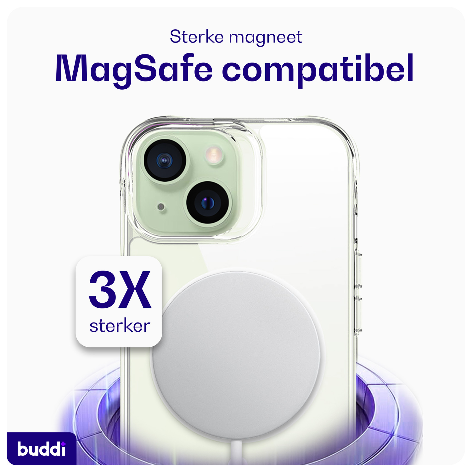 Buddi Core Apple iPhone 15 Hoesje MagSafe Back Cover Transparant afbeelding 3