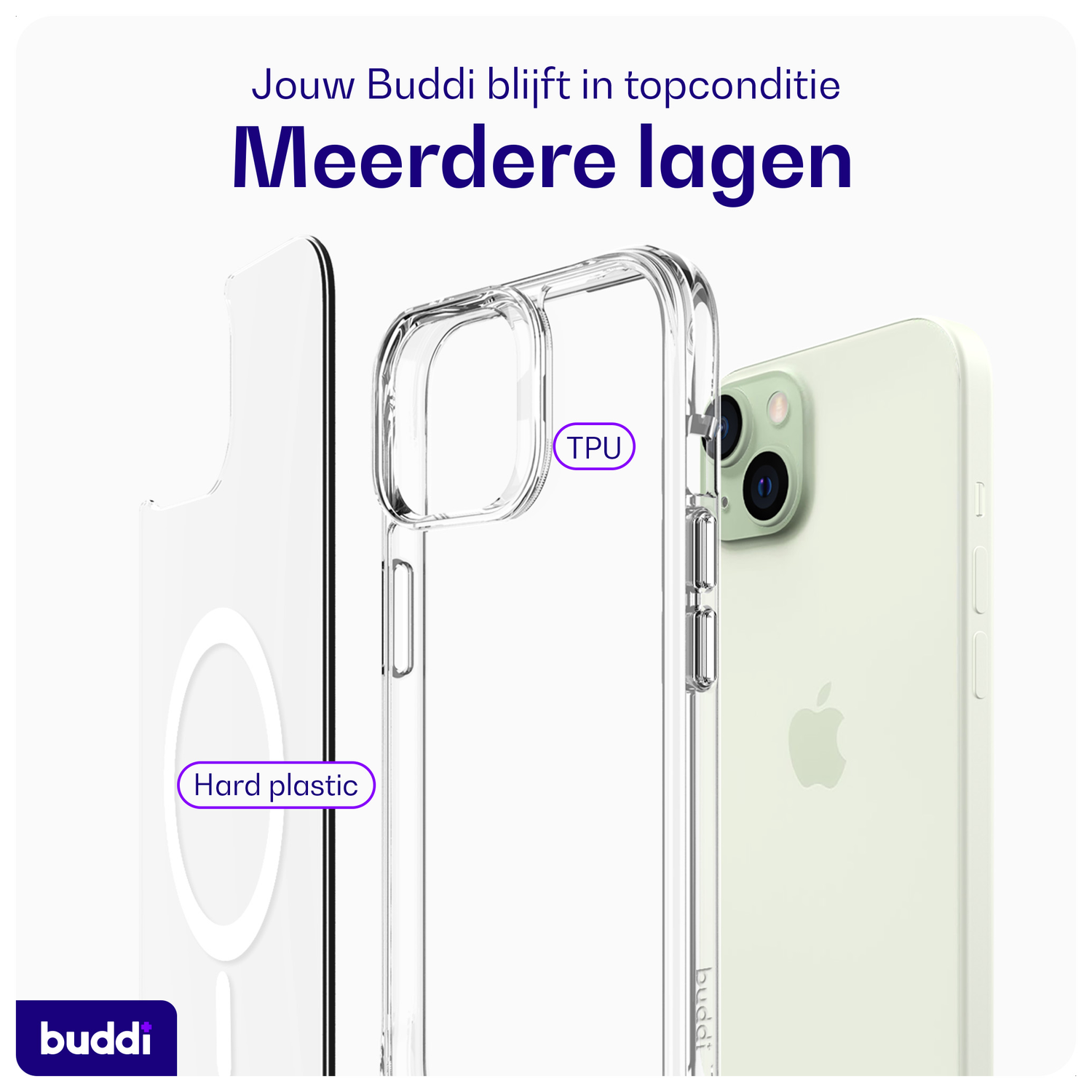 Buddi Core Apple iPhone 15 Hoesje MagSafe Back Cover Transparant afbeelding 7