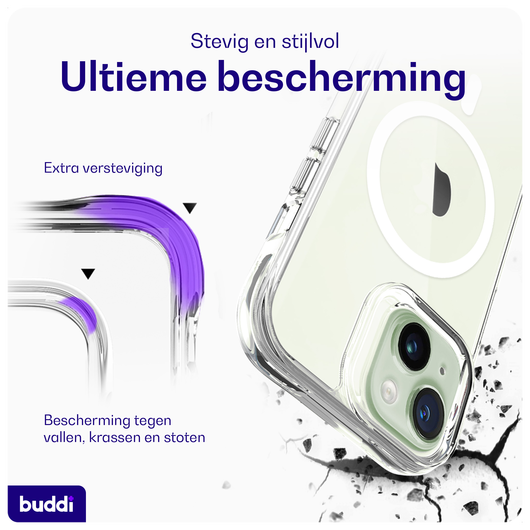 Buddi Core Apple iPhone 15 Hoesje MagSafe Back Cover Transparant afbeelding 2