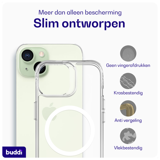 Buddi Core Apple iPhone 15 Hoesje MagSafe Back Cover Transparant afbeelding 4