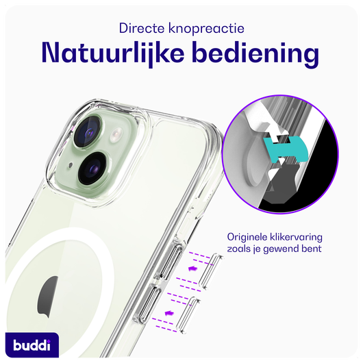 Buddi Core Apple iPhone 15 Hoesje MagSafe Back Cover Transparant afbeelding 5