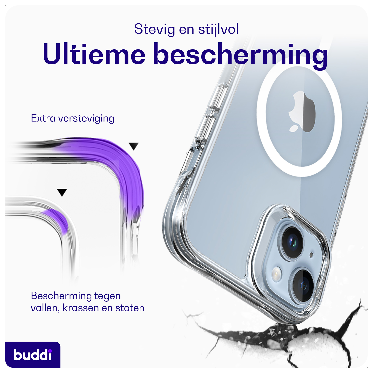 Buddi Core Apple iPhone 14 / 13 Hoesje MagSafe Back Cover Transparant afbeelding 2