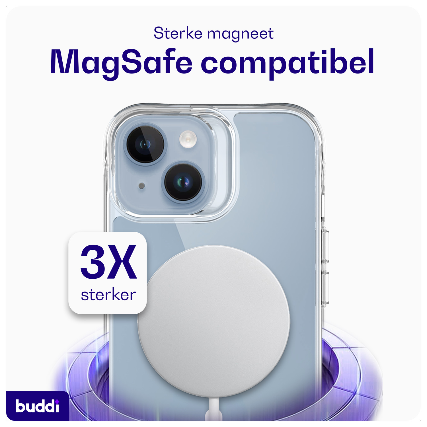 Buddi Core Apple iPhone 14 / 13 Hoesje MagSafe Back Cover Transparant afbeelding 3