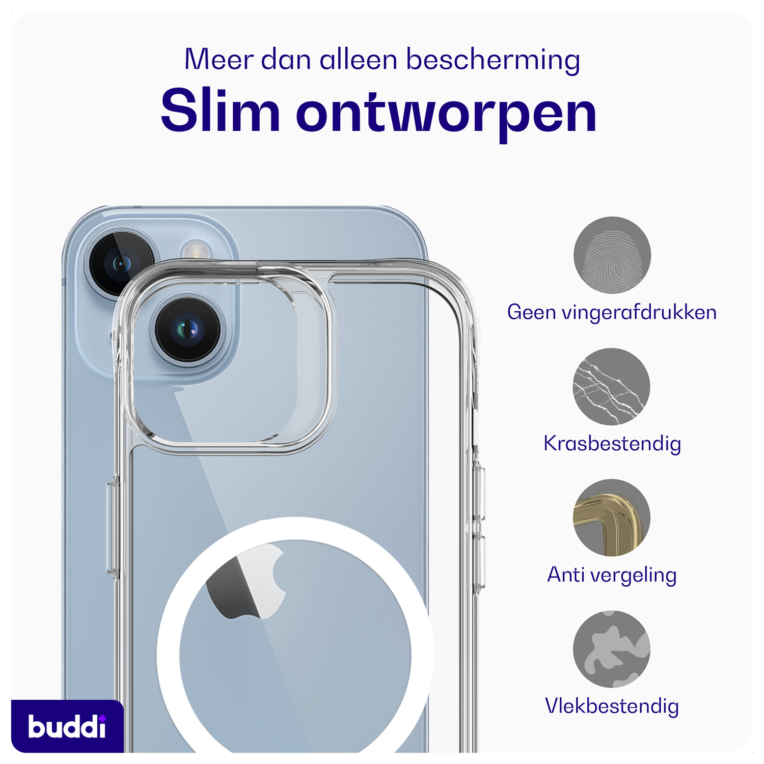 Buddi Core Apple iPhone 14 / 13 Hoesje MagSafe Back Cover Transparant afbeelding 4