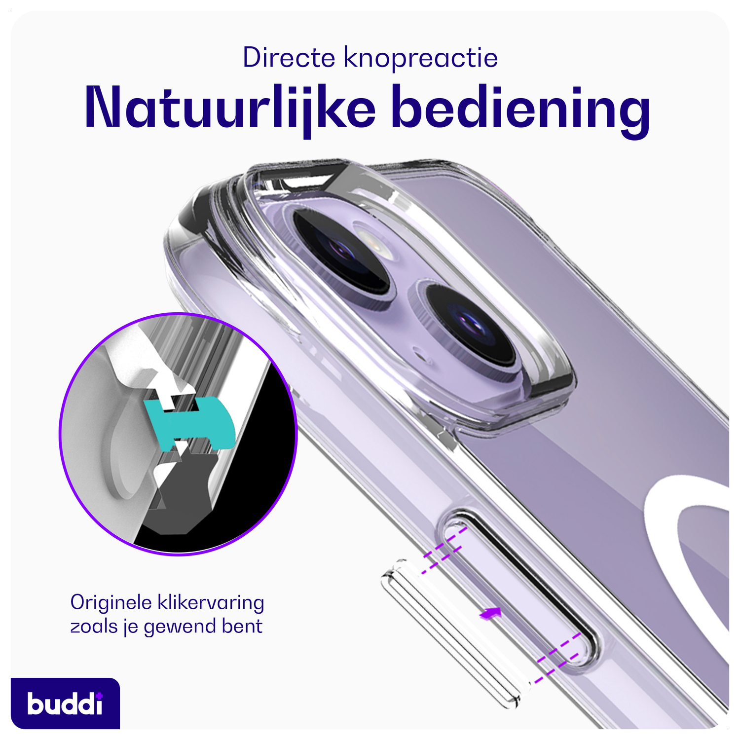 Buddi Core Apple iPhone 14 / 13 Hoesje MagSafe Back Cover Transparant afbeelding 5