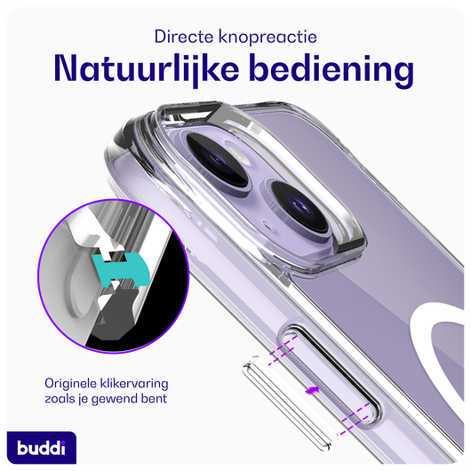 Buddi Core Apple iPhone 14 / 13 Hoesje MagSafe Back Cover Transparant afbeelding 5