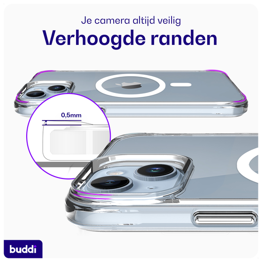 Buddi Core Apple iPhone 14 / 13 Hoesje MagSafe Back Cover Transparant afbeelding 6