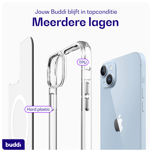 Buddi Core Apple iPhone 14 / 13 Hoesje MagSafe Back Cover Transparant afbeelding 7