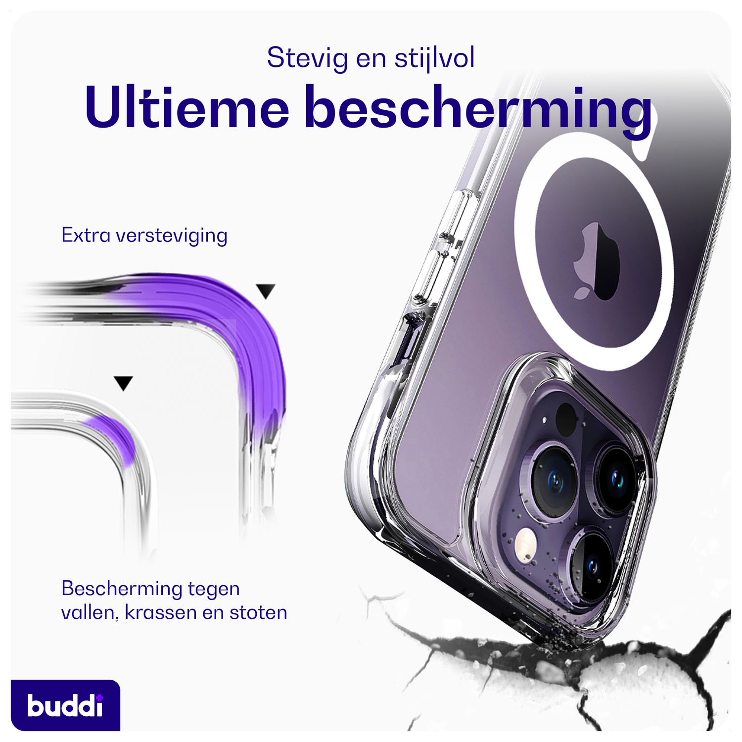 Buddi Core Apple iPhone 14 Pro Max Hoesje MagSafe Back Cover Transparant afbeelding 2