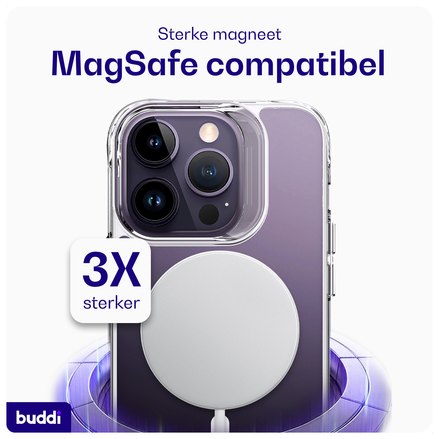 Buddi Core Apple iPhone 14 Pro Max Hoesje MagSafe Back Cover Transparant afbeelding 3