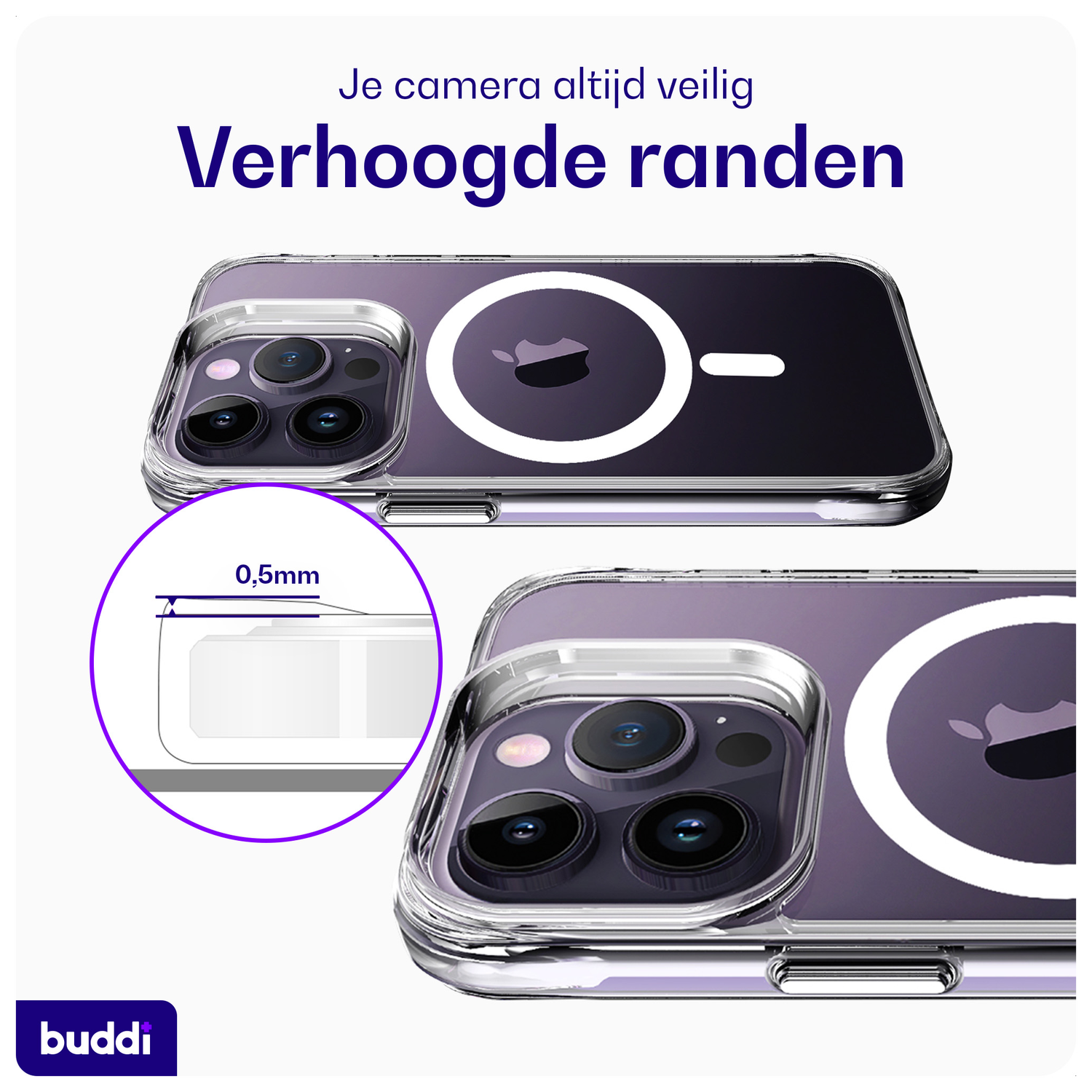 Buddi Core Apple iPhone 14 Pro Max Hoesje MagSafe Back Cover Transparant afbeelding 6