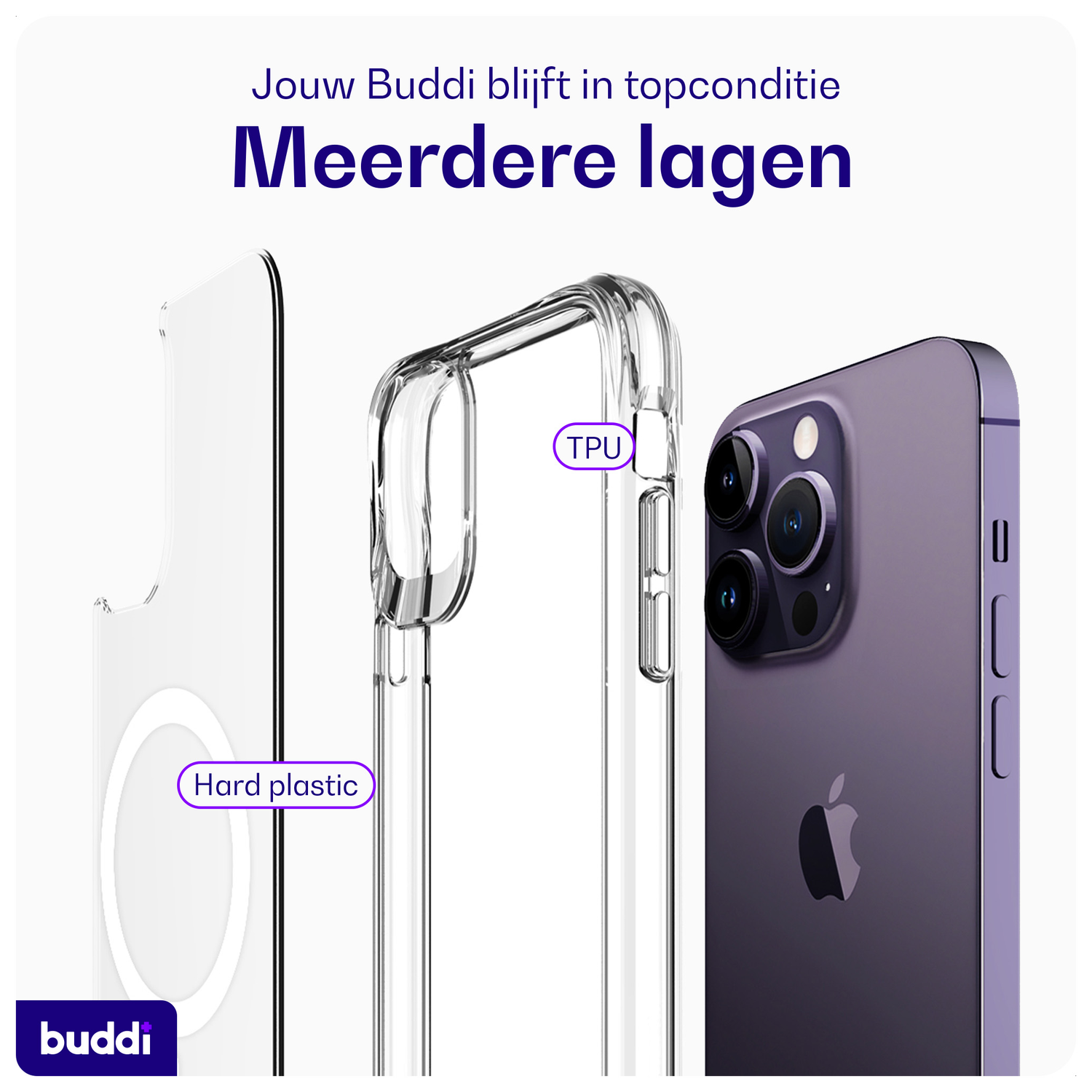 Buddi Core Apple iPhone 14 Pro Max Hoesje MagSafe Back Cover Transparant afbeelding 7