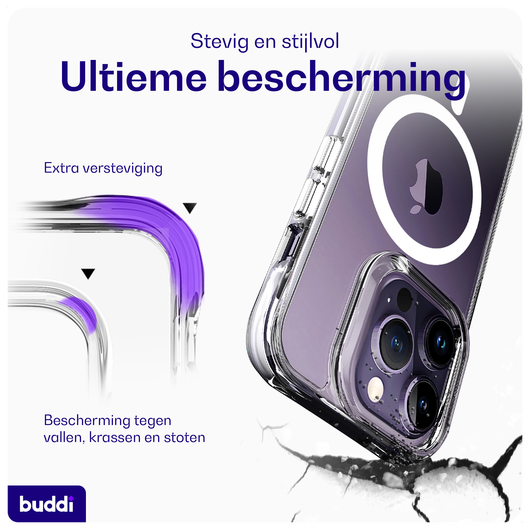Buddi Core Apple iPhone 14 Pro Max Hoesje MagSafe Back Cover Transparant afbeelding 2