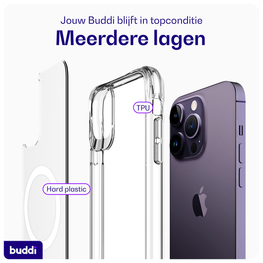 Buddi Core Apple iPhone 14 Pro Max Hoesje MagSafe Back Cover Transparant afbeelding 7