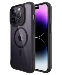 Buddi Hybrid Apple iPhone 14 Pro Max Hoesje MagSafe Back Cover Transparant Zwart afbeelding