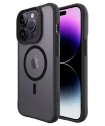 Buddi Hybrid Apple iPhone 14 Pro Max Hoesje MagSafe Back Cover Matte Zwart afbeelding