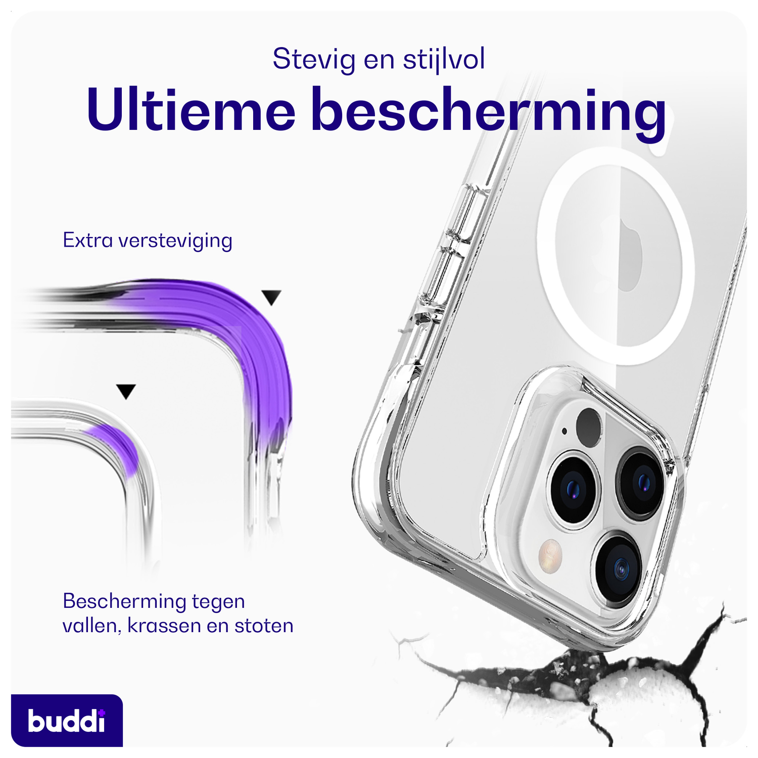 Buddi Core Apple iPhone 13 Pro Hoesje MagSafe Back Cover Transparant afbeelding 2