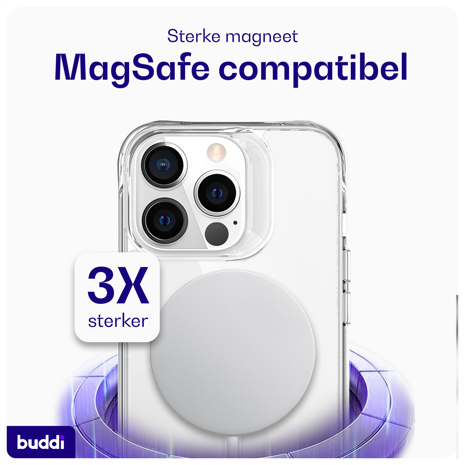 Buddi Core Apple iPhone 13 Pro Hoesje MagSafe Back Cover Transparant afbeelding 3