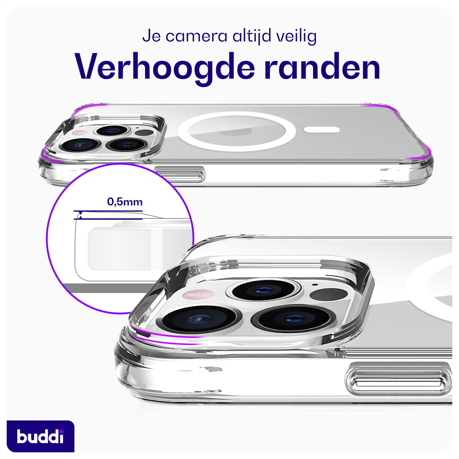 Buddi Core Apple iPhone 13 Pro Hoesje MagSafe Back Cover Transparant afbeelding 6