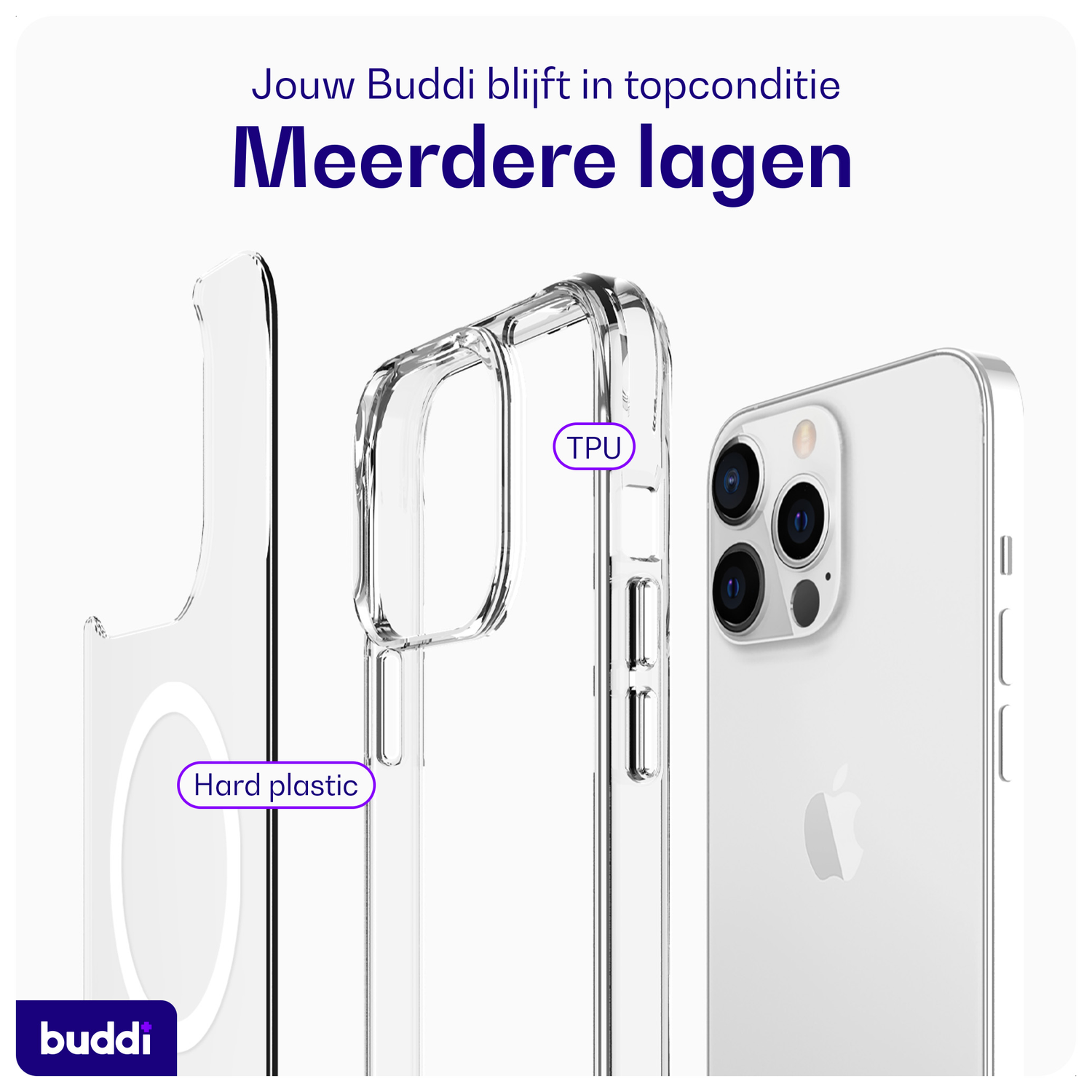 Buddi Core Apple iPhone 13 Pro Hoesje MagSafe Back Cover Transparant afbeelding 7