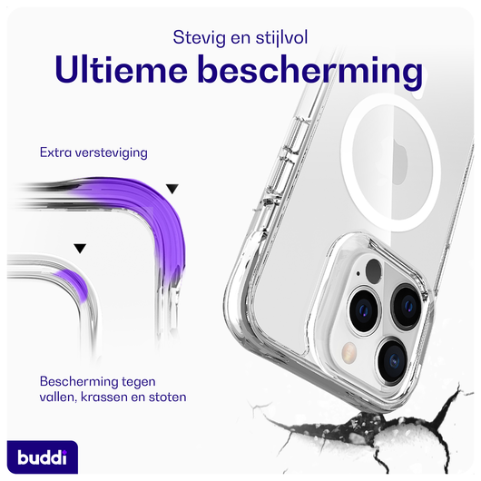 Buddi Core Apple iPhone 13 Pro Hoesje MagSafe Back Cover Transparant afbeelding 2