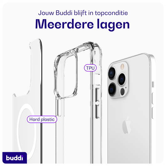Buddi Core Apple iPhone 13 Pro Hoesje MagSafe Back Cover Transparant afbeelding 7