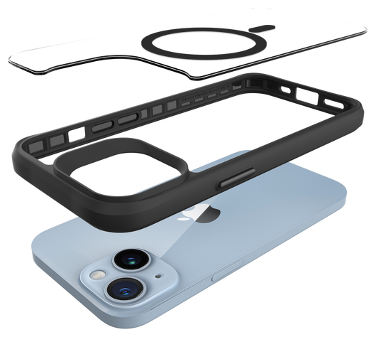 Buddi Hybrid Apple iPhone 13 Hoesje MagSafe Back Cover Transparant Zwart afbeelding 9