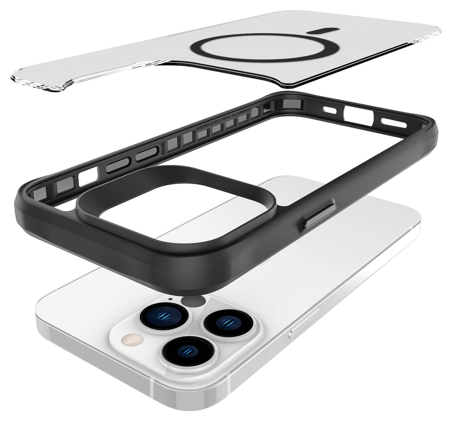 Buddi Hybrid Apple iPhone 13 Pro Hoesje MagSafe Back Cover Matte Zwart afbeelding 10