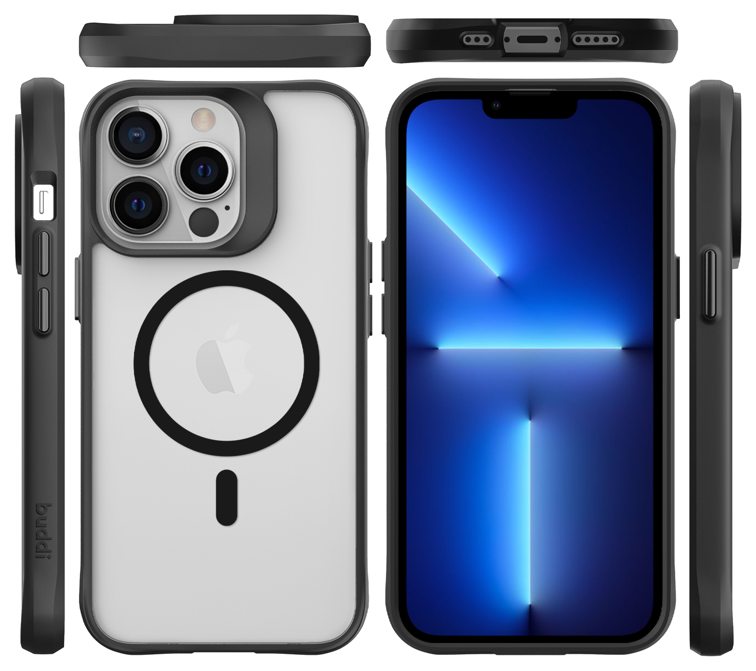 Buddi Hybrid Apple iPhone 13 Pro Hoesje MagSafe Back Cover Matte Zwart afbeelding 9
