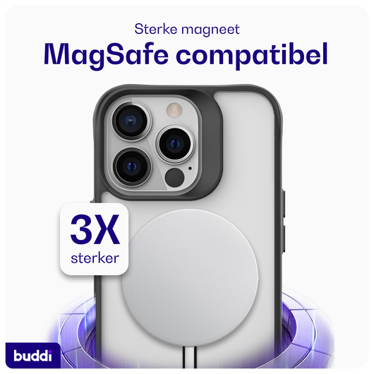 Buddi Hybrid Apple iPhone 13 Pro Hoesje MagSafe Back Cover Matte Zwart afbeelding 4