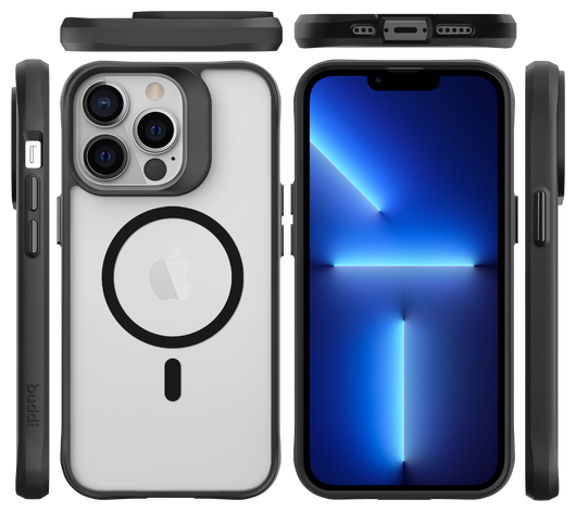 Buddi Hybrid Apple iPhone 13 Pro Hoesje MagSafe Back Cover Matte Zwart afbeelding 9
