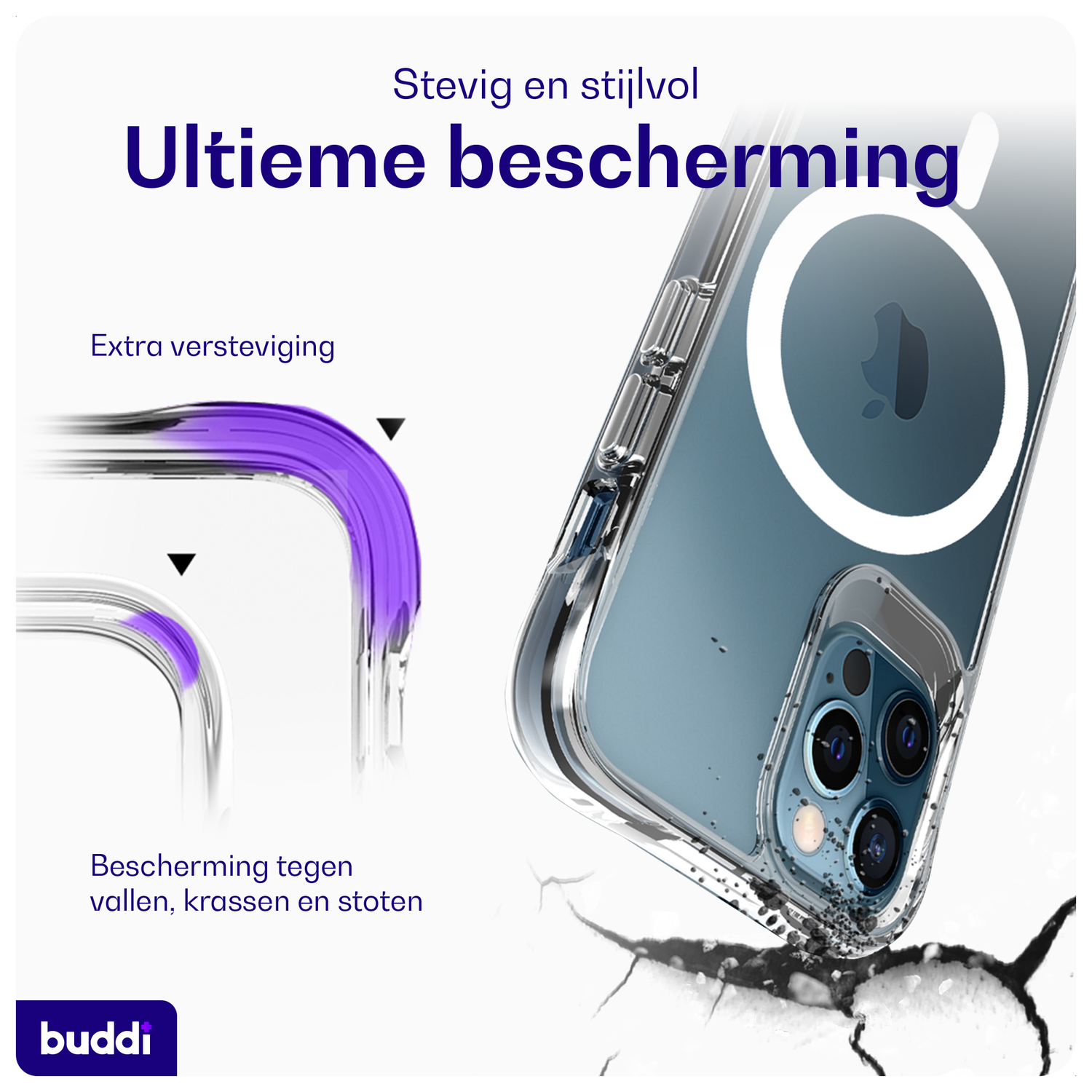 Buddi Core Apple iPhone 12 / 12 Pro Hoesje MagSafe Back Cover Transparant afbeelding 2
