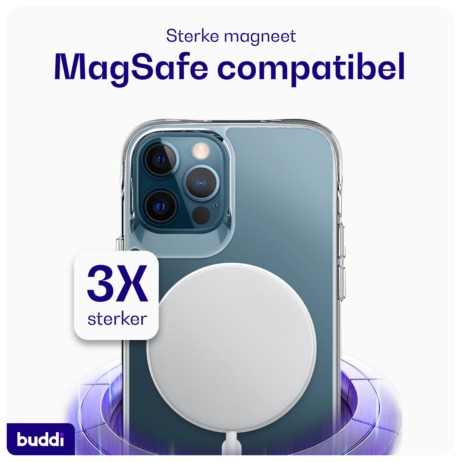 Buddi Core Apple iPhone 12 / 12 Pro Hoesje MagSafe Back Cover Transparant afbeelding 3