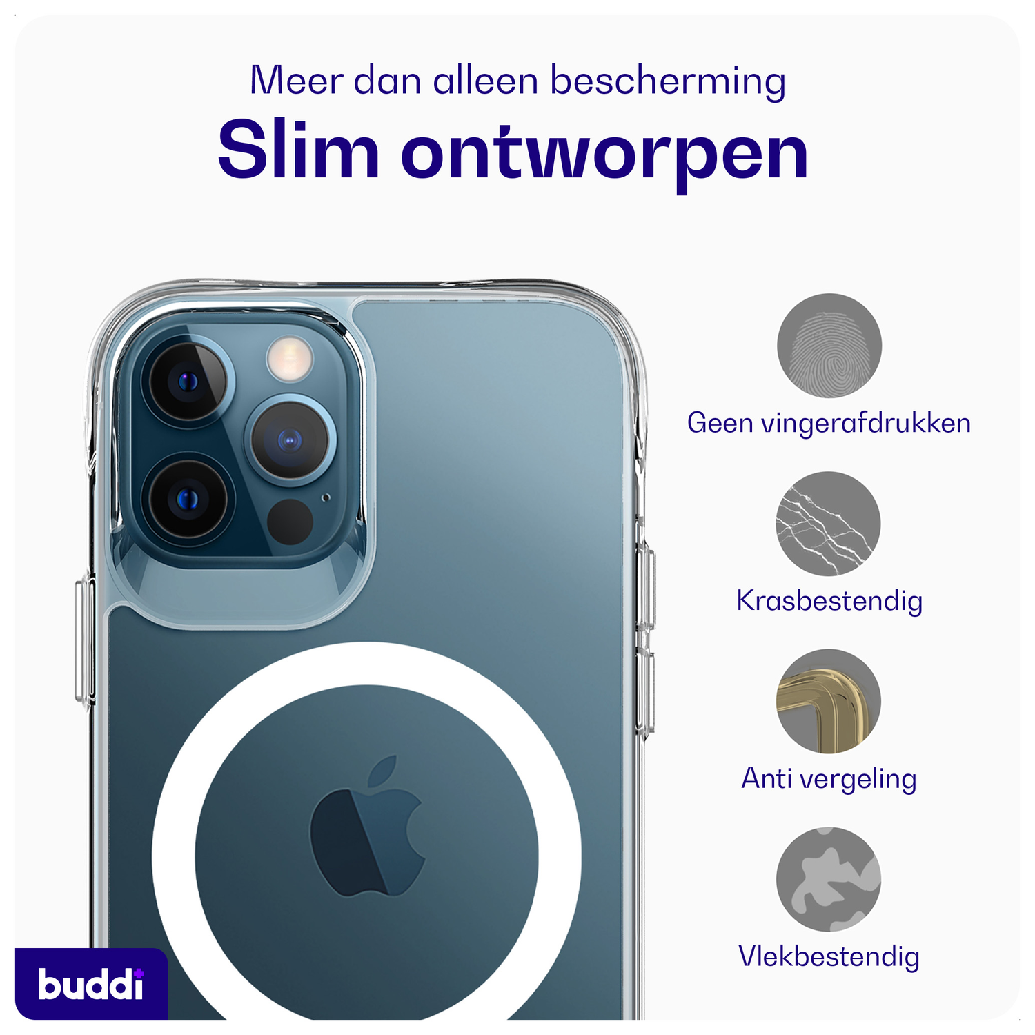 Buddi Core Apple iPhone 12 / 12 Pro Hoesje MagSafe Back Cover Transparant afbeelding 5