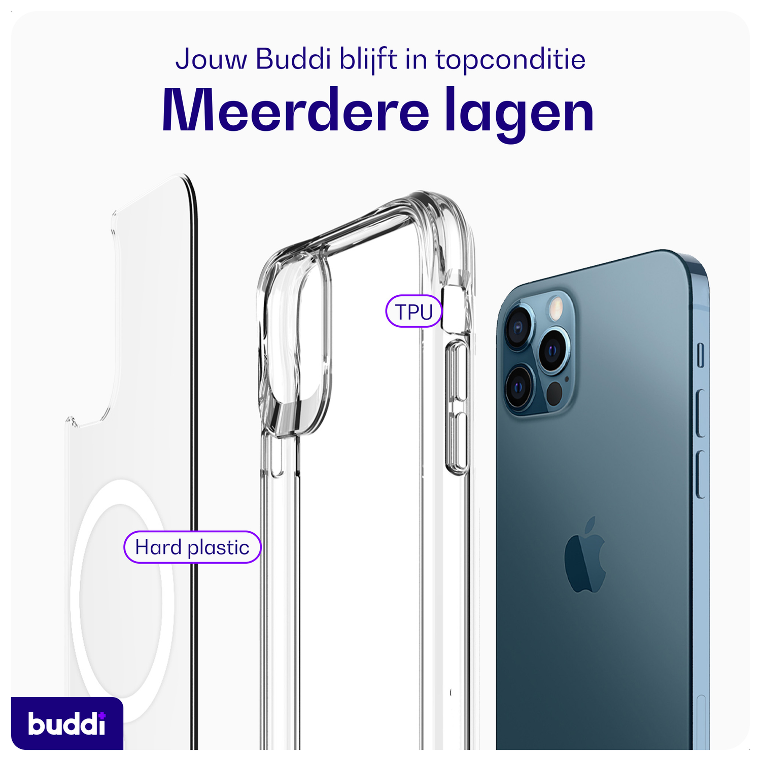 Buddi Core Apple iPhone 12 / 12 Pro Hoesje MagSafe Back Cover Transparant afbeelding 7