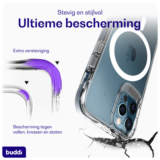 Buddi Core Apple iPhone 12 / 12 Pro Hoesje MagSafe Back Cover Transparant afbeelding 2