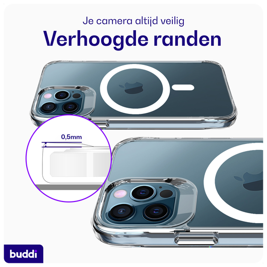 Buddi Core Apple iPhone 12 / 12 Pro Hoesje MagSafe Back Cover Transparant afbeelding 6