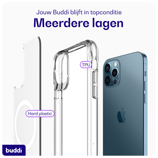 Buddi Core Apple iPhone 12 / 12 Pro Hoesje MagSafe Back Cover Transparant afbeelding 7