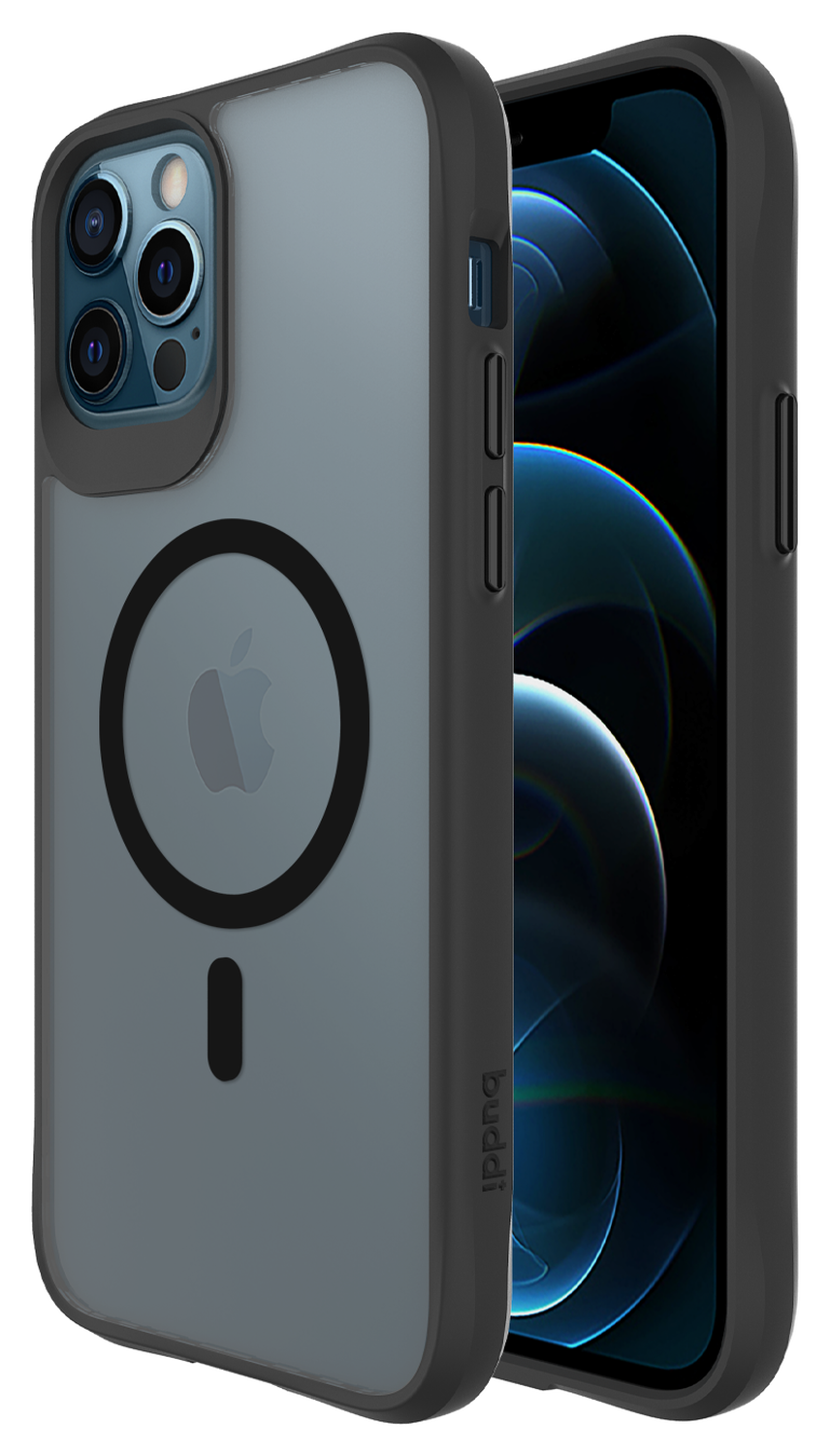 Buddi Hybrid Apple iPhone 12 / 12 Pro Hoesje MagSafe Back Cover Matte Zwart afbeelding 1