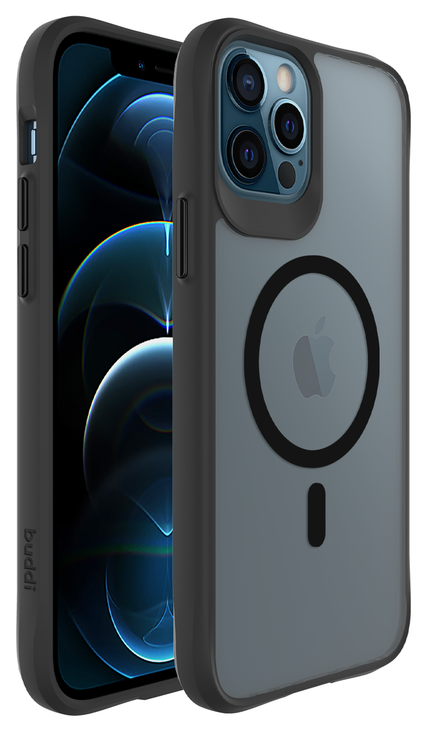 Buddi Hybrid Apple iPhone 12 / 12 Pro Hoesje MagSafe Back Cover Matte Zwart afbeelding 8