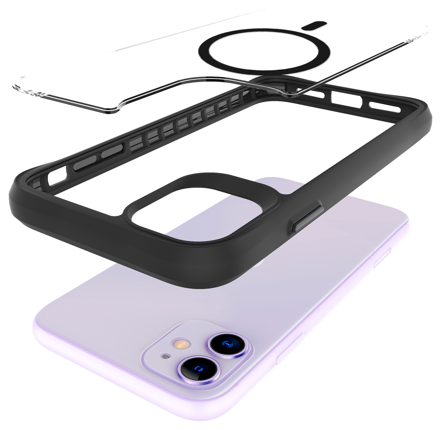 Buddi Hybrid Apple iPhone 11 Hoesje MagSafe Back Cover Transparant Zwart afbeelding 10